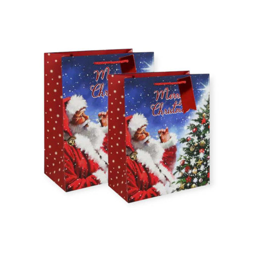 Picture of CHRISTMAS SANTA WITH TREE  GIFT BAGS